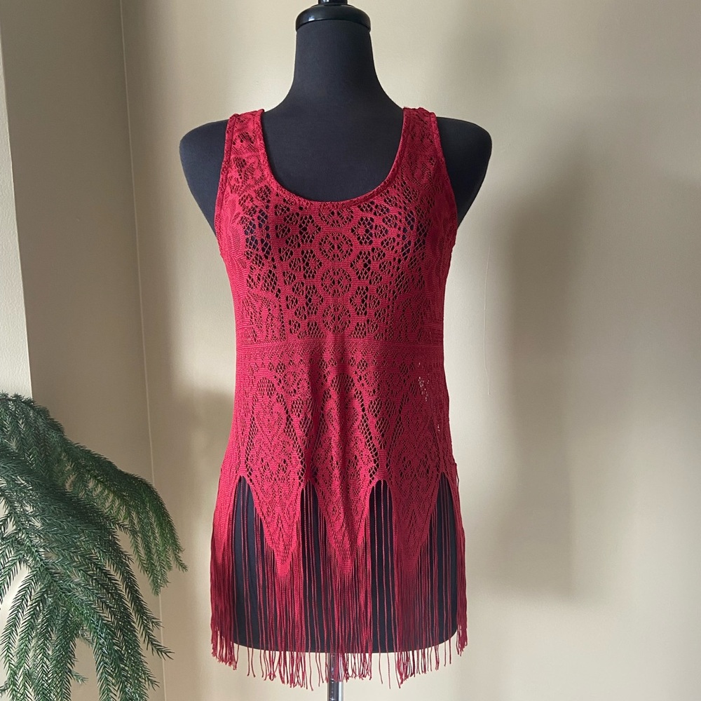 NWOT Lace Fringe Tank